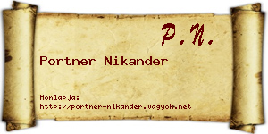 Portner Nikander névjegykártya